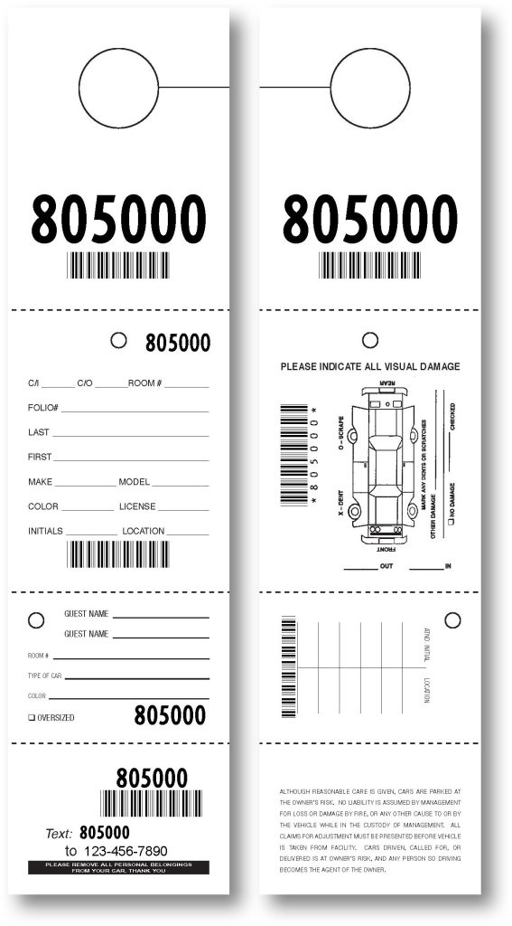 custom valet parking tickets