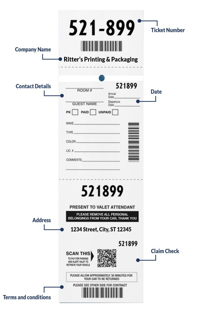 custom valet ticket